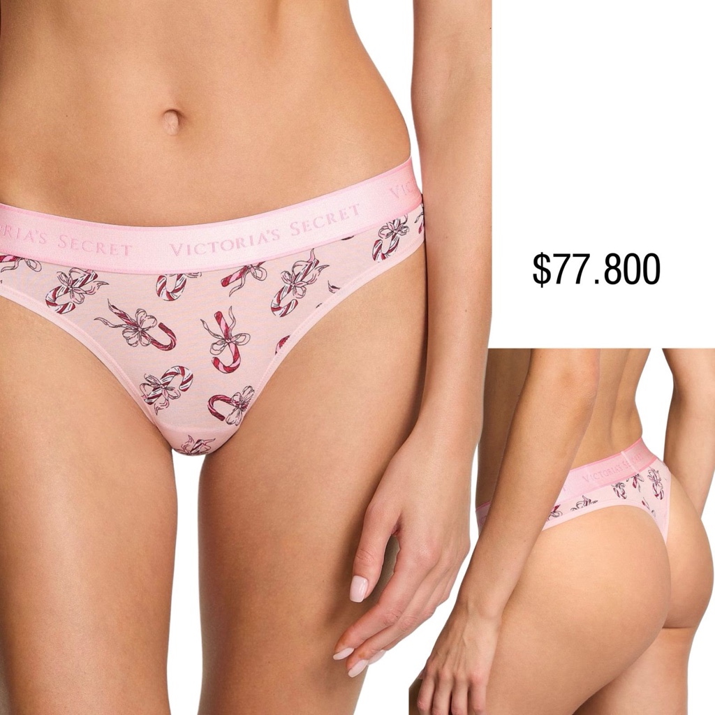 PANTY VS THONG ROSA ESTAMPADO BASTONES