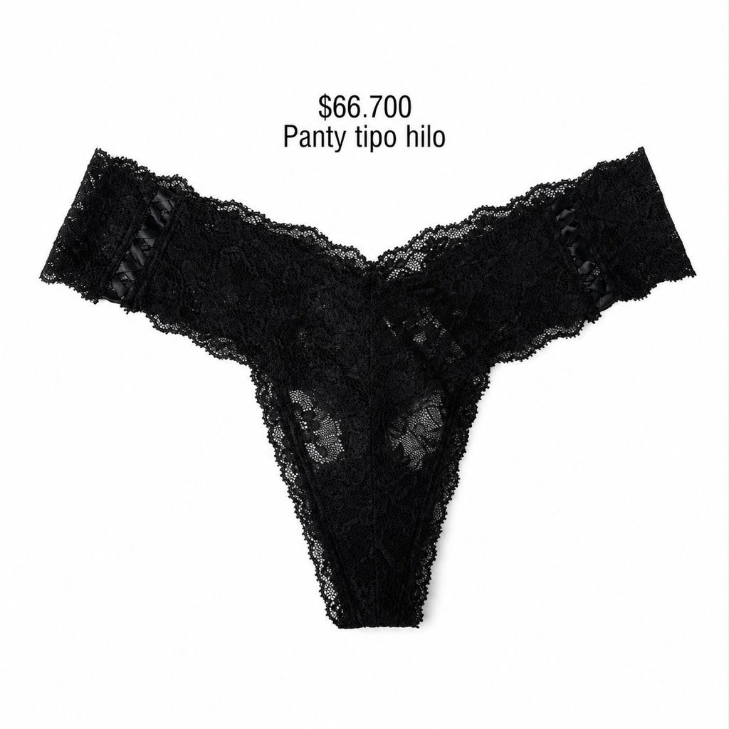 PANTY VS THONG STRING NEGRO EN ENCAJE