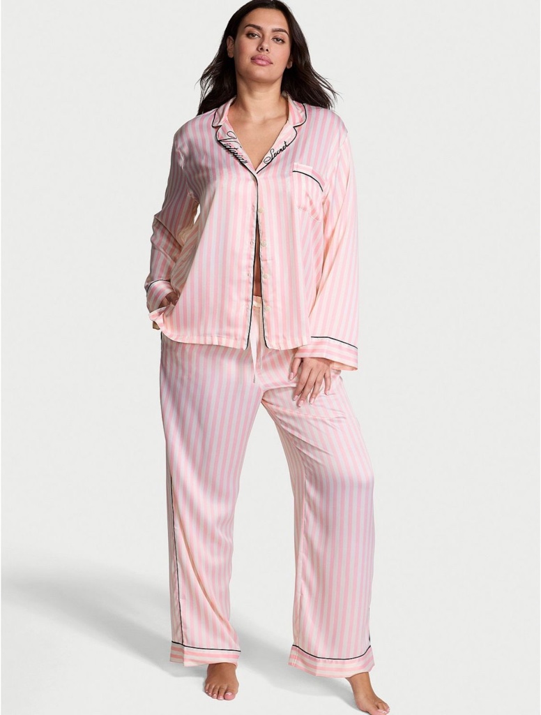 PIJAMA EN SATIN VS CLASICA CUELLO BORDADO NUEVA EDICION