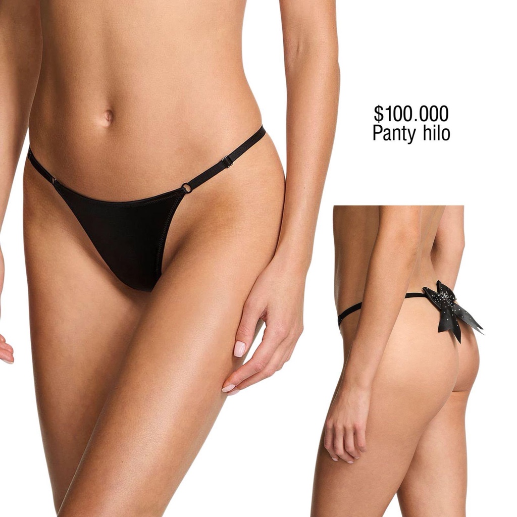PANTY VS V-STRING NEGRO CON LAZO BRILLANTE