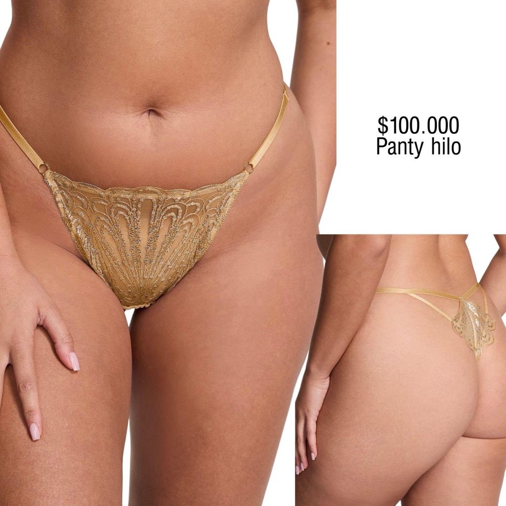 PANTY VS V-STRING DORADO BRILLANTE AJUSTABLE