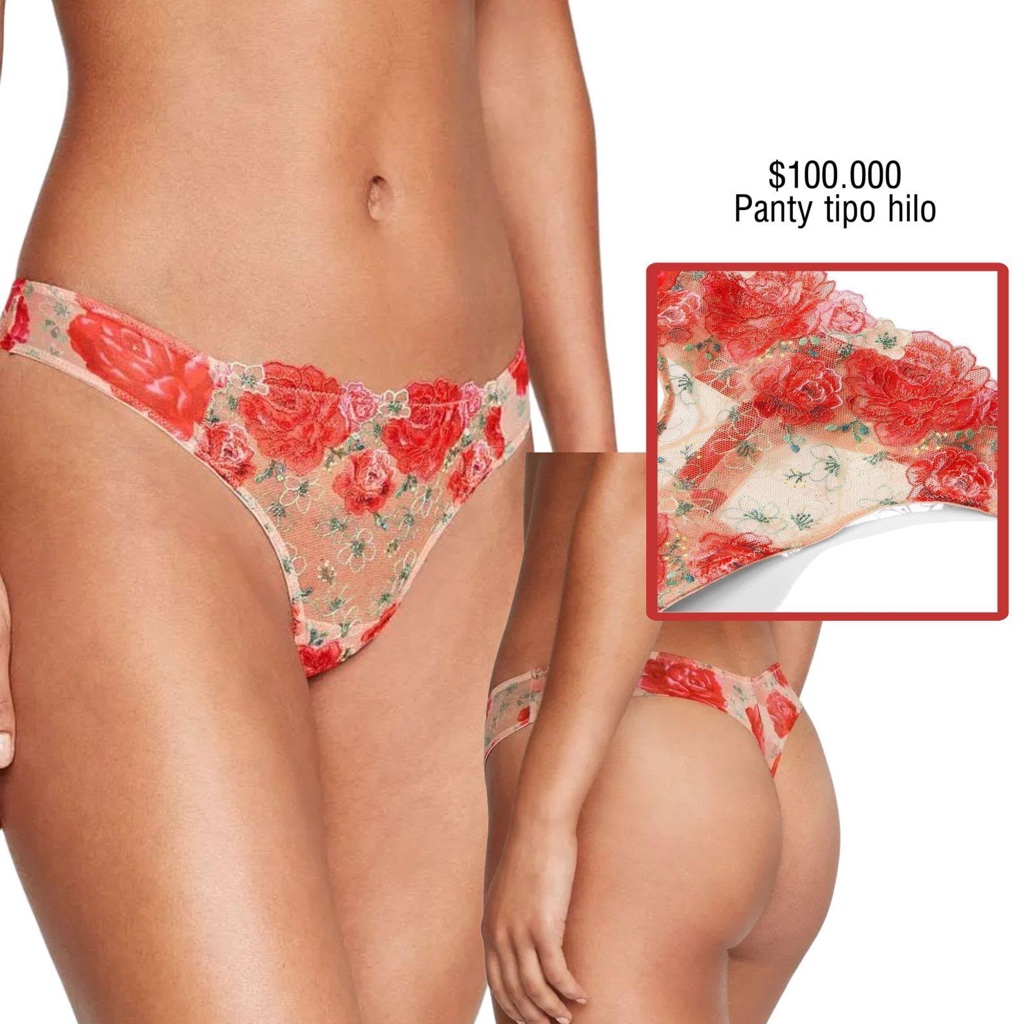 PANTY VS THONG STRING RED EMBROIDERY