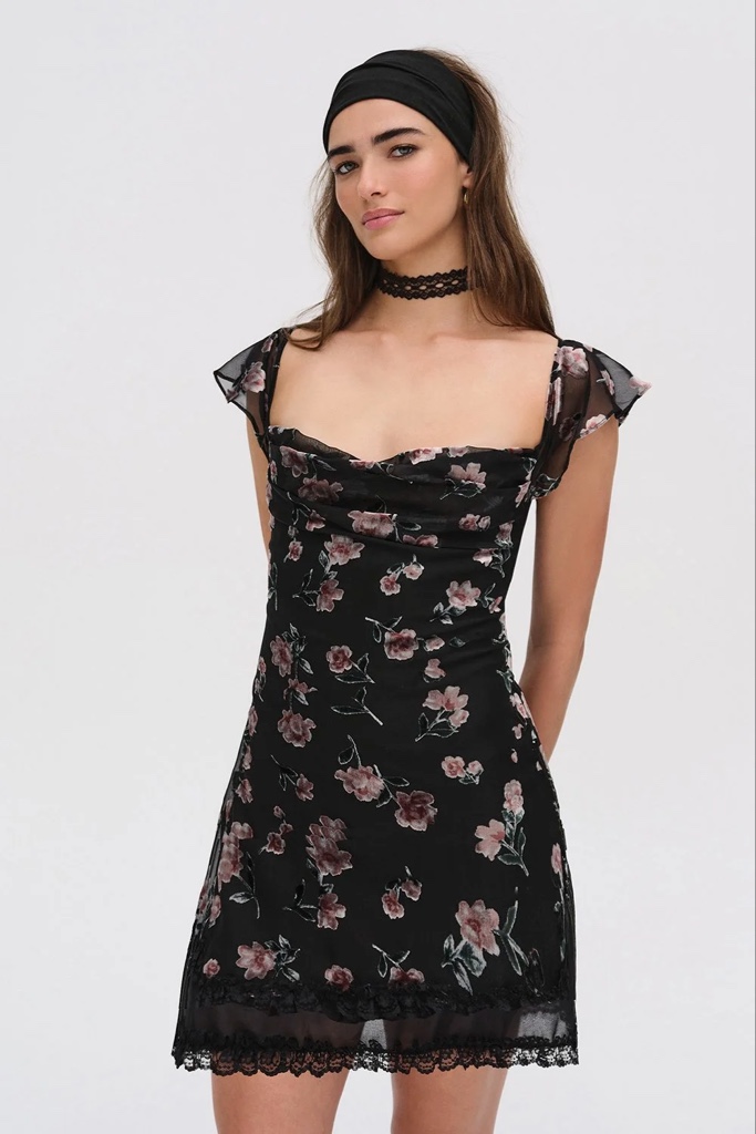 VESTIDO FOR LOVE AND LEMONS ESTAMPADO FLORES CORTO