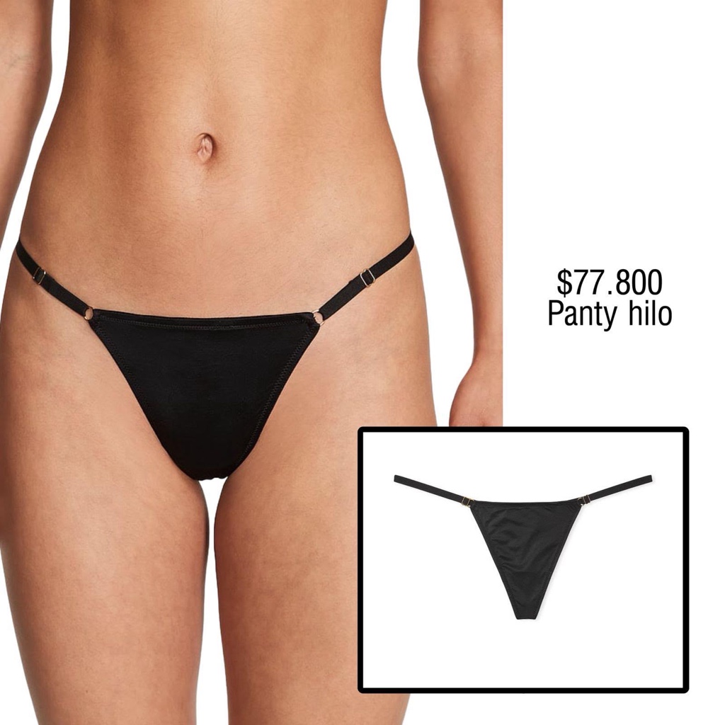 PANTY VS V-STRING NEGRO EN SATIN AJUSTABLE