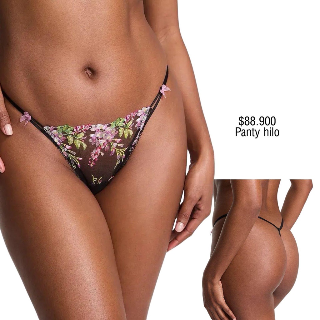 PANTY VS V-STRING NEGRO FLORAL