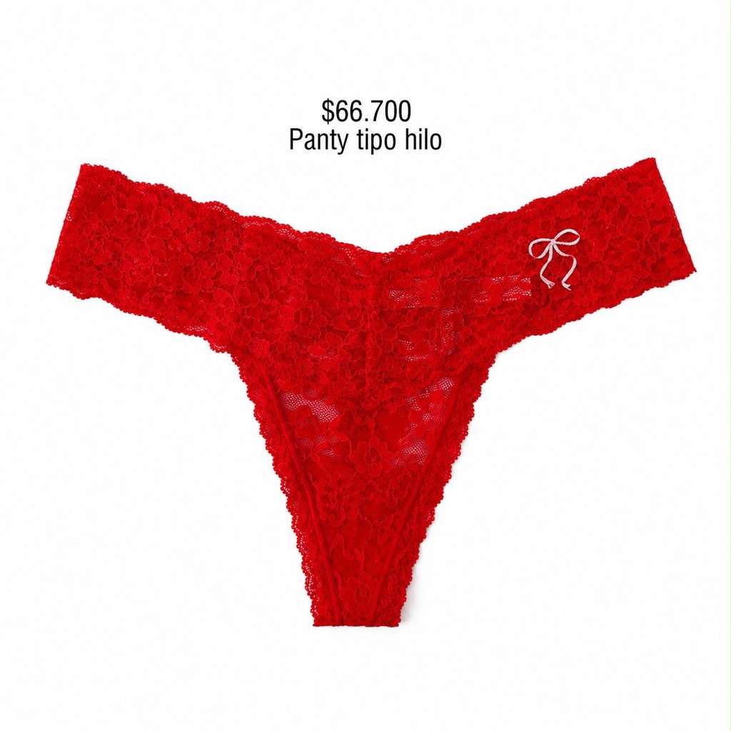 PANTY VS THONG STRING ROJO LAZO EN ENCAJE