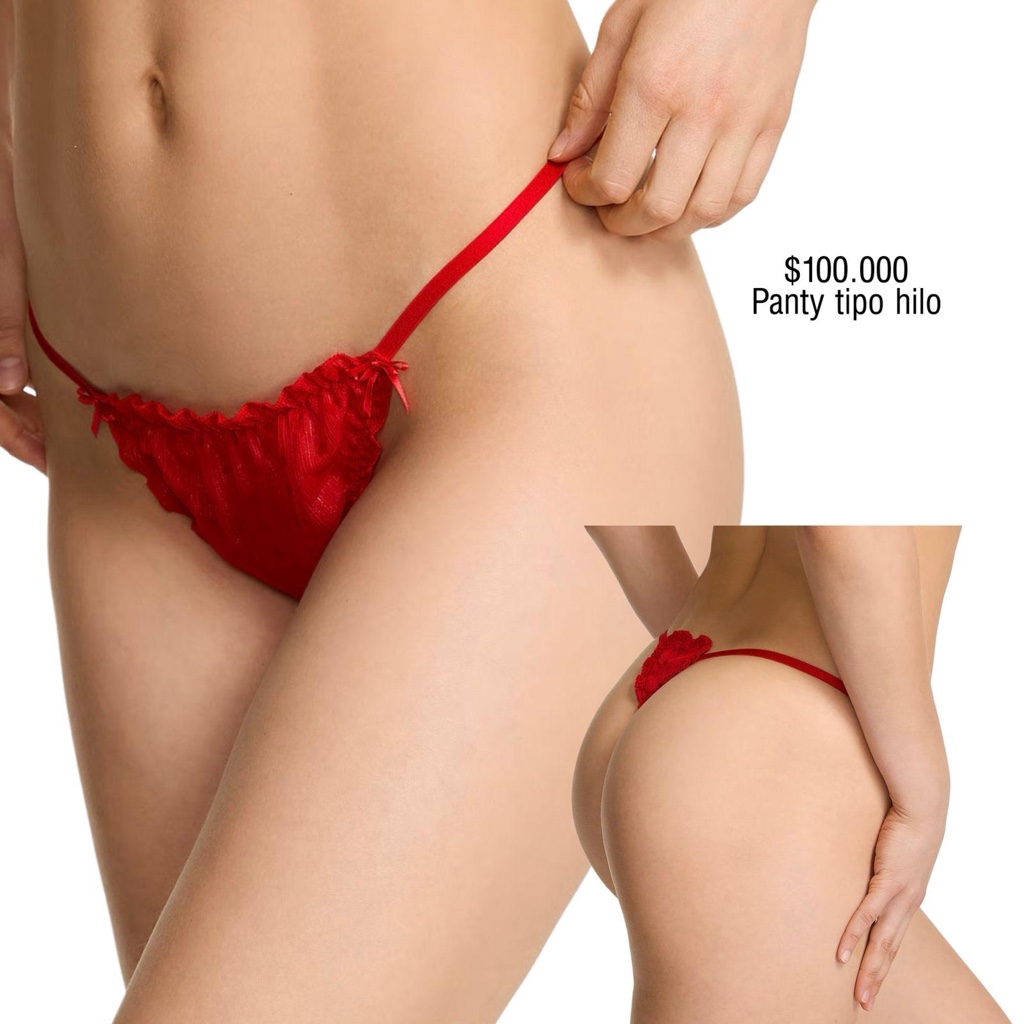 PANTY VS V-STRING ROJO CHIFON CORAZON