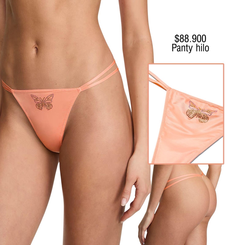 PANTY VS V-STRING COLOR DURAZNO CON MARIPOSA SHINE-M