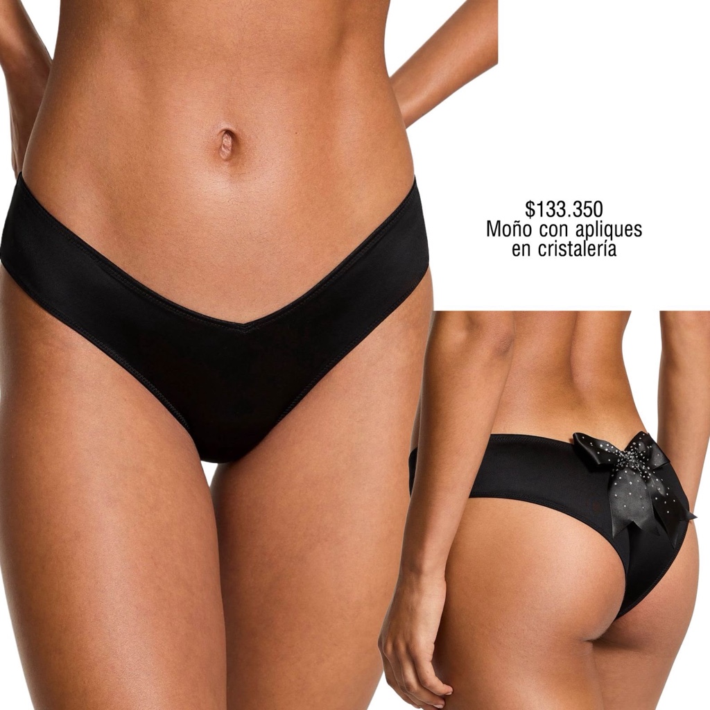 PANTY VS HIGH-LEG CHEEKY CULOTE NEGRO CON LAZO BRILLANTE