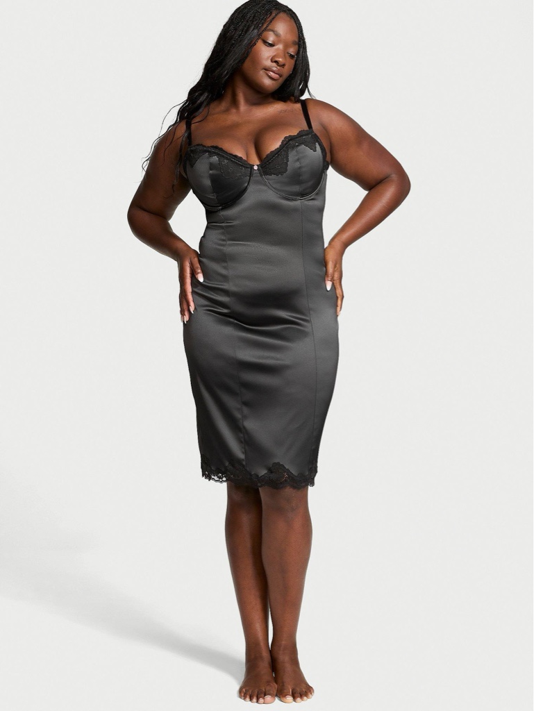 VESTIDO EN SATIN VS COLOR NEGRO