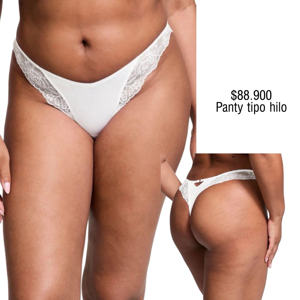PANTY VS HIGH-LEG THONG BLANCO BORDE EN ENCAJE