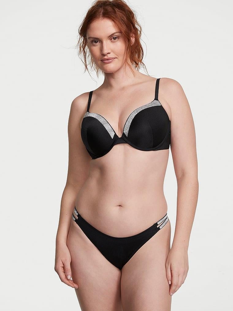 VESTIDO DE BAÑO VS NEGRO CON APLIQUES EN CRISTALERIA