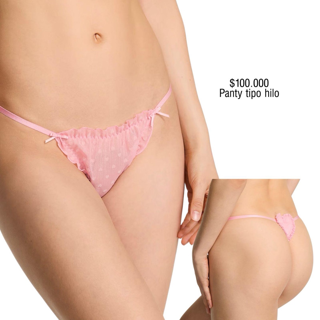 PANTY VS V-STRING ROSADO CHIFON CORAZON