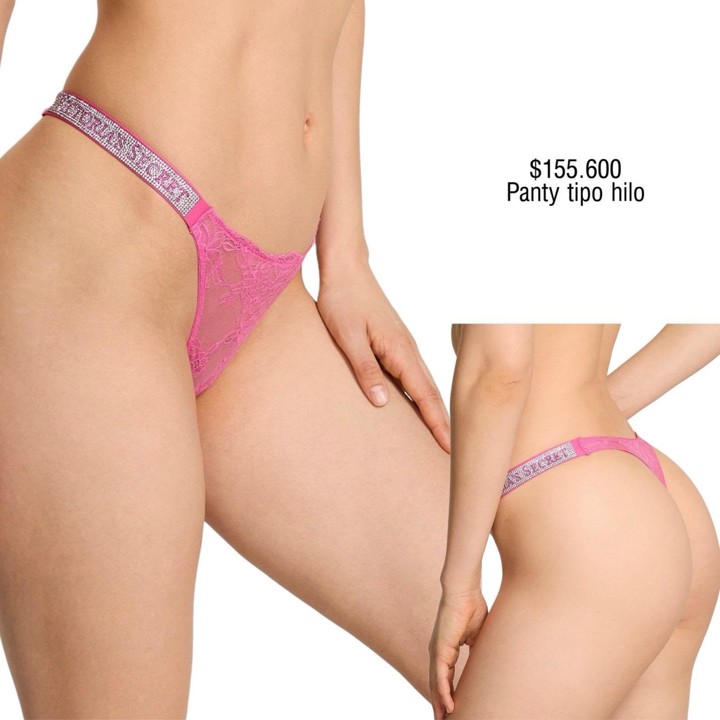 PANTY VS SHINE THONG  ROSADO EN ENCAJE