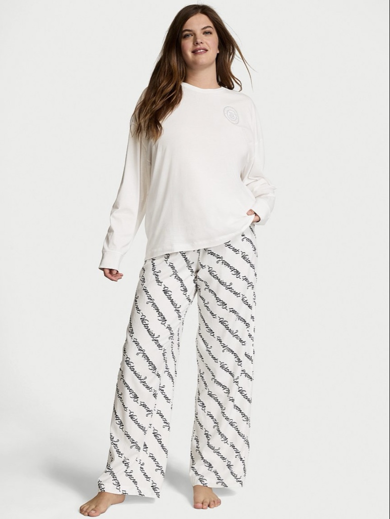 PIJAMA VS EN ALGODÓN BLANCA CON APLIQUES EN CRISTALERIA