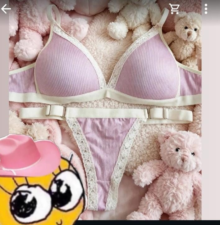 Conjunto lencería rosa rayado