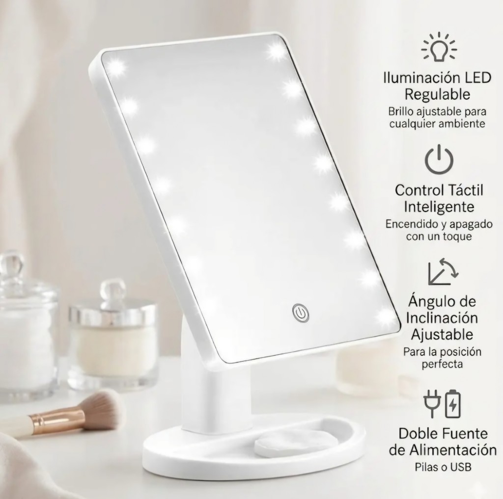 Espejo con luces , tactil con carga usb .