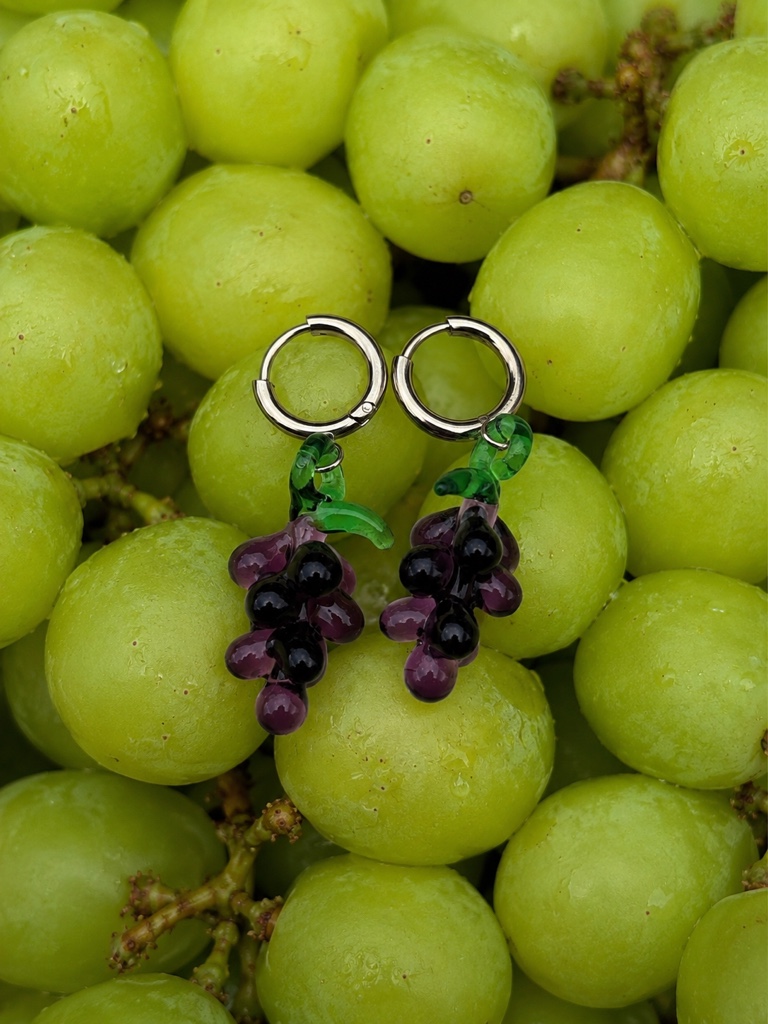 Aretes uva dorados vidrio