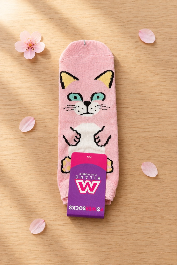 calcetines rosa gato