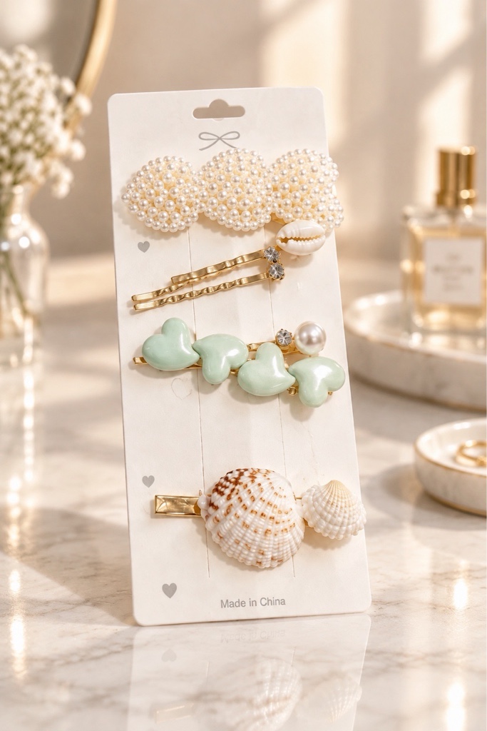 Set pinches perlados pastel
