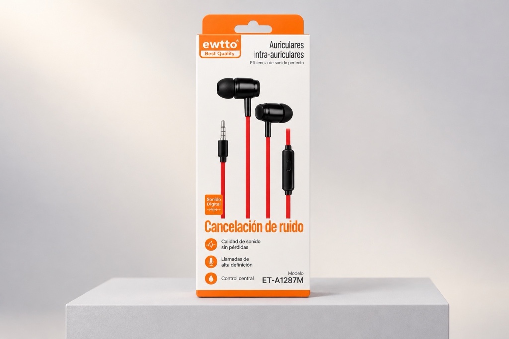 ewtto auriculares negros tipo C