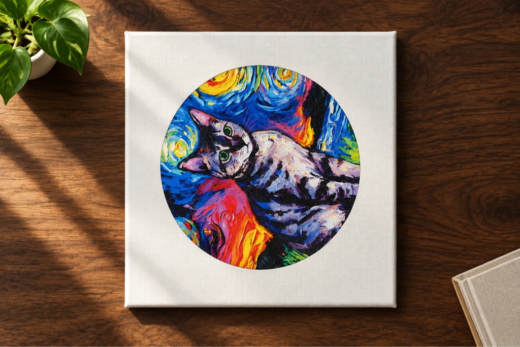 Cuadro gato multicolor