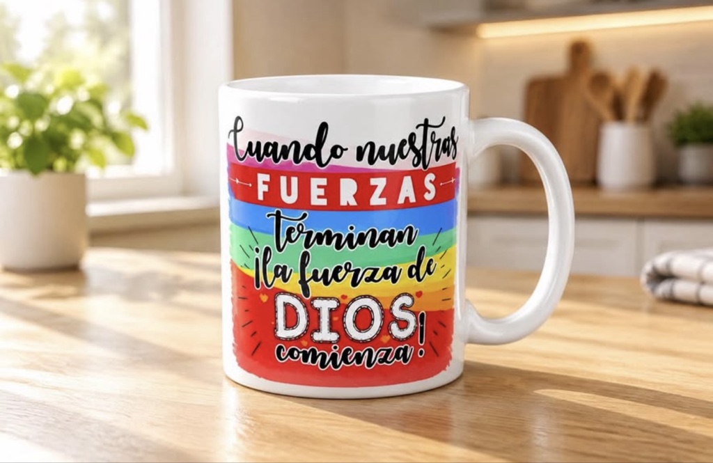 Tazon con frase multicolor