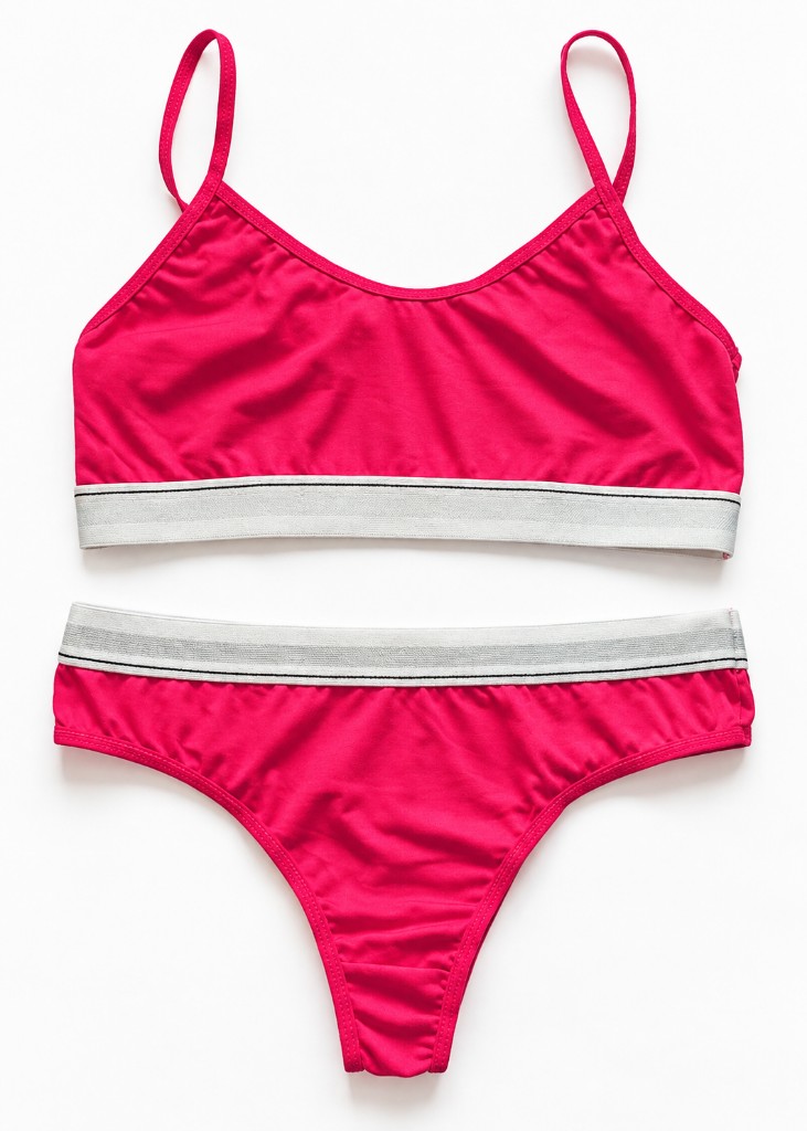 Conjunto Top + Calcinha Fem. Adulto - G (rosa pink) - REF. 09