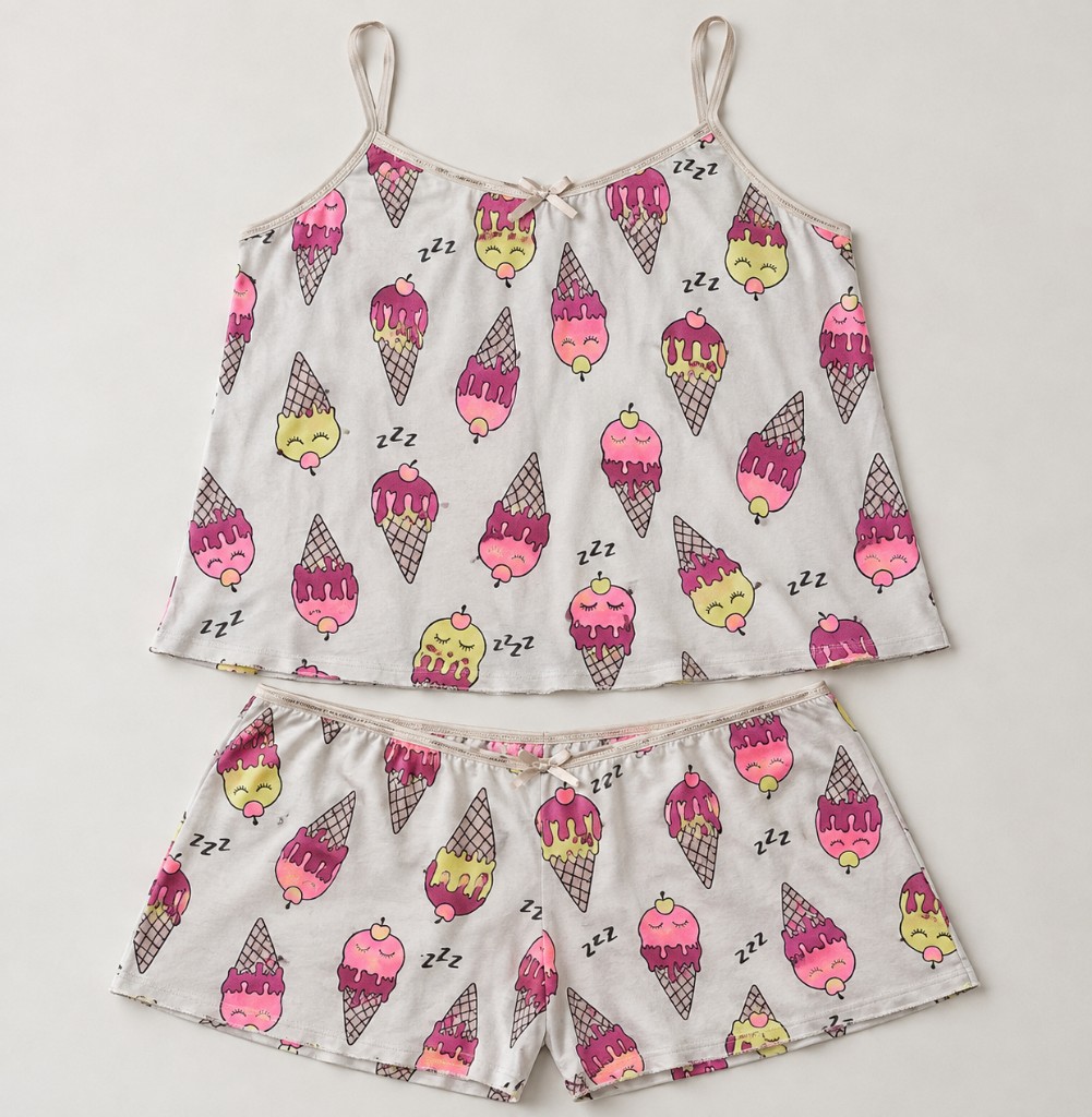 Pijama Babydoll Fem. - G (sorvete) - REF. 24