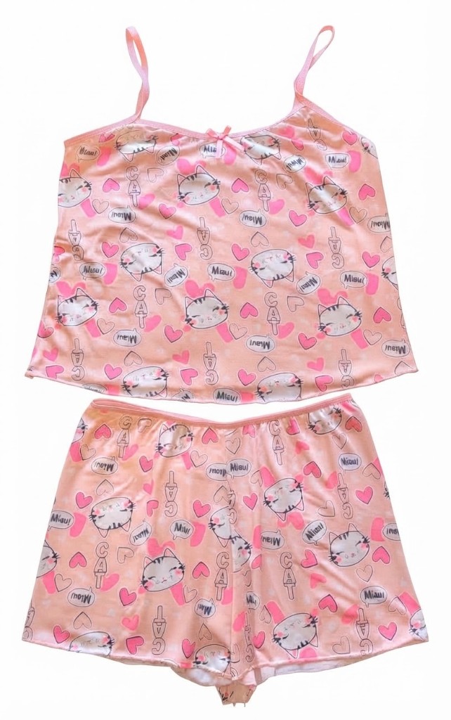 Pijama Babydoll Fem. - P (gato) - REF. 24