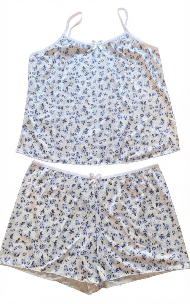 Pijama Babydoll Premium Fem. - G (floral azul) - REF. 01