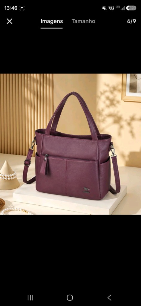 Bolsa Tote Feminina Couro PU Grande capacidade Multi Bolsos Elegantes, para trabalhp e uso diario Marsala