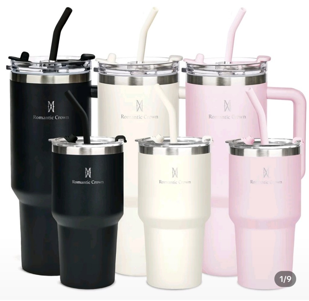 Kit 2 Copos Termicos Inox 1200 ml / 600ml Garrfa Térmica Inoxidavél com tampa e canudo