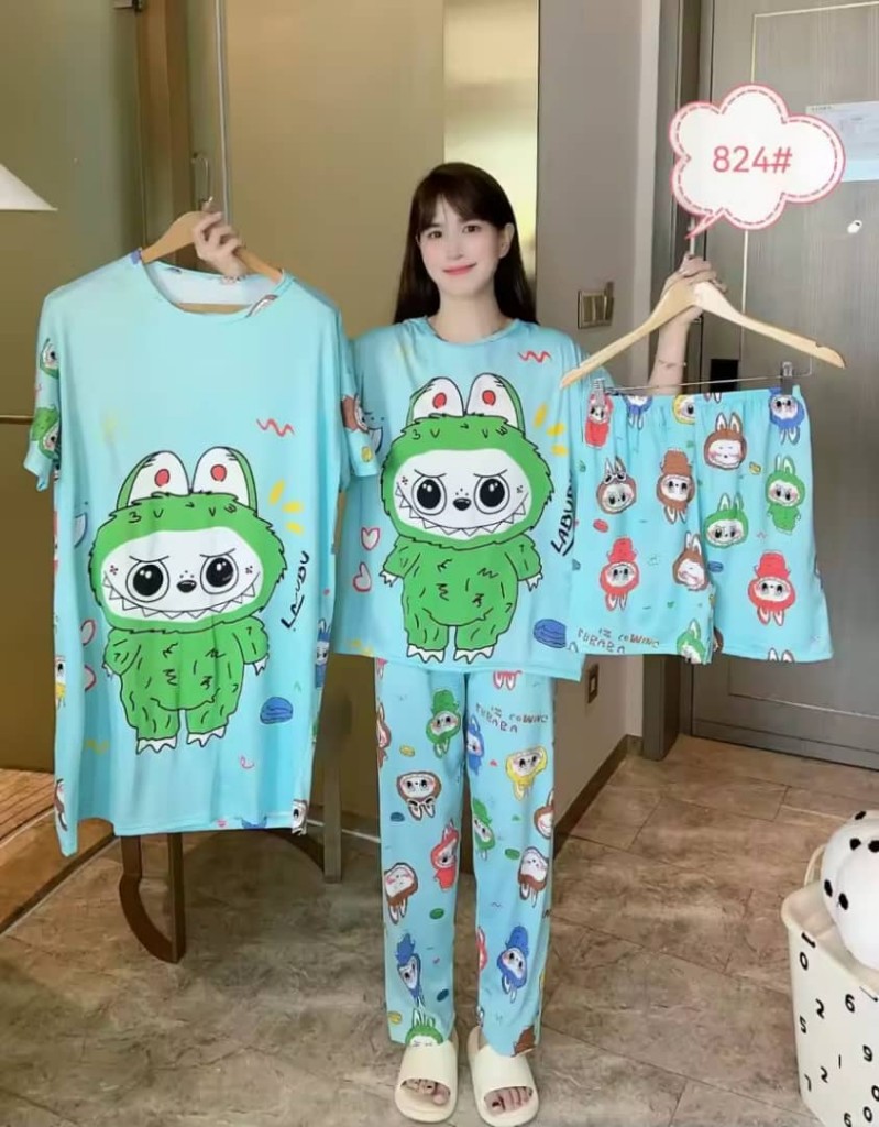 Pijama azul Monster la bubu 4 piezas