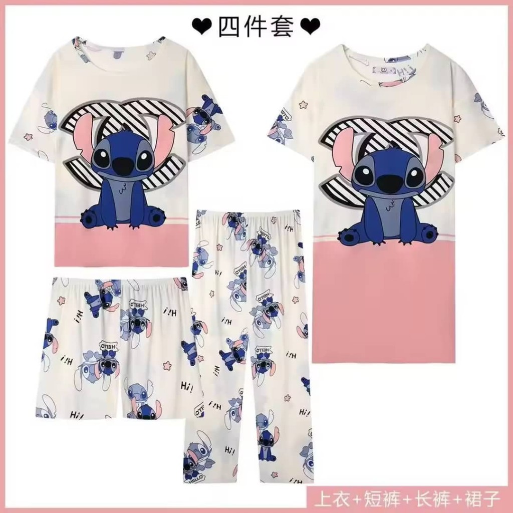 Conjunto Stitch rosado 4 piezas