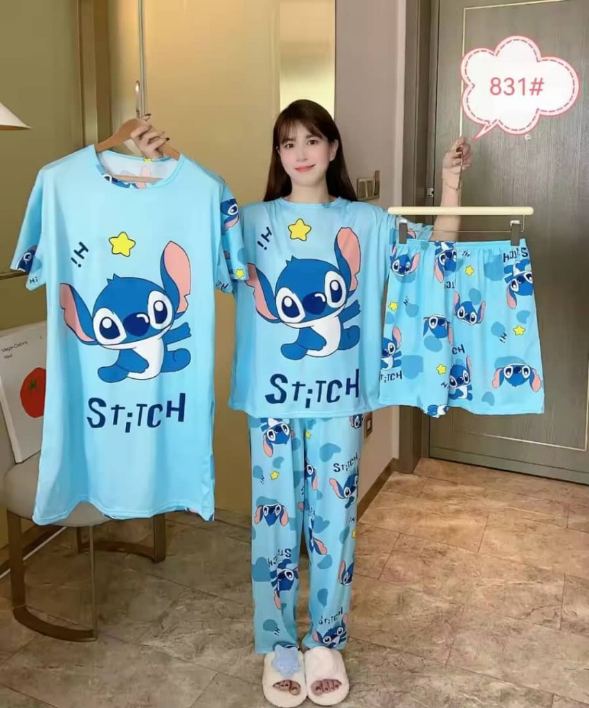 Set pijama Stitch azul 4 piezas