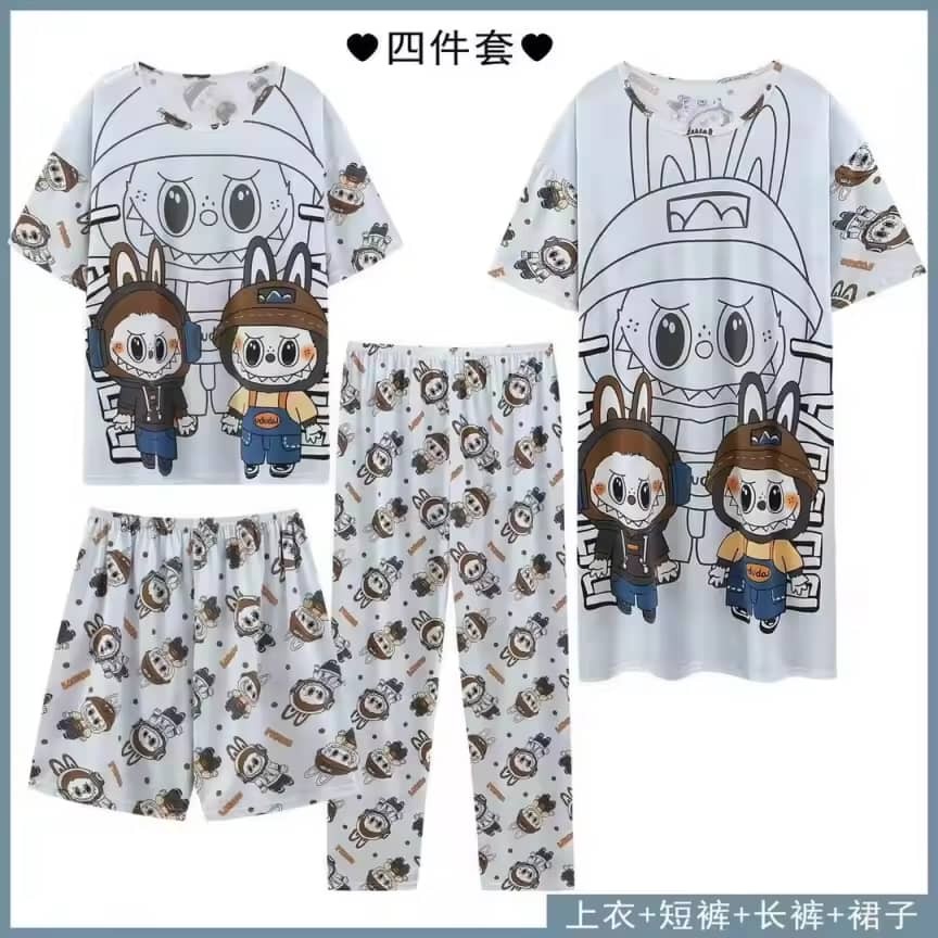 Conjunto blanco estampado la bubu 4 piezas