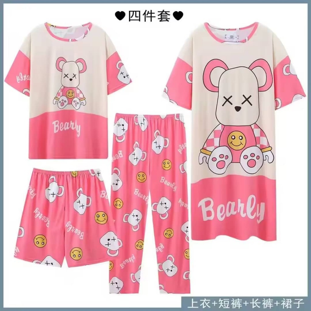 Pijama Bearly rosado 4 piezas