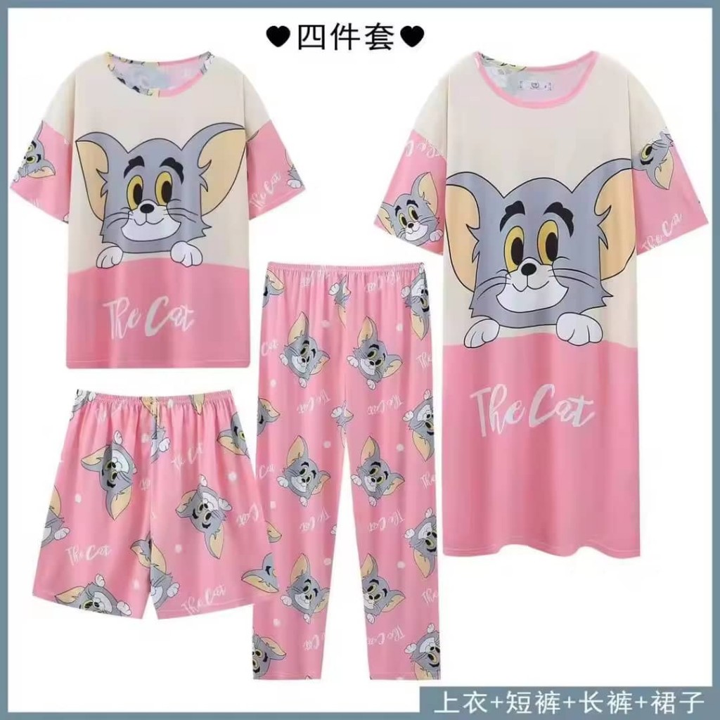 Pijama rosa Tom y Jerry 4 piezas