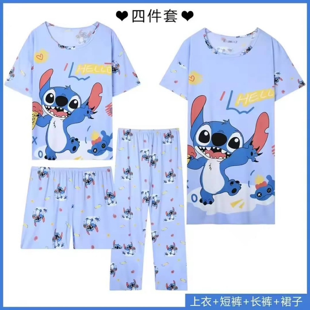 Pijama azul Stitch 4 piezas