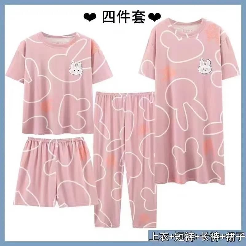 Pijama rosa conejito 4 piezas