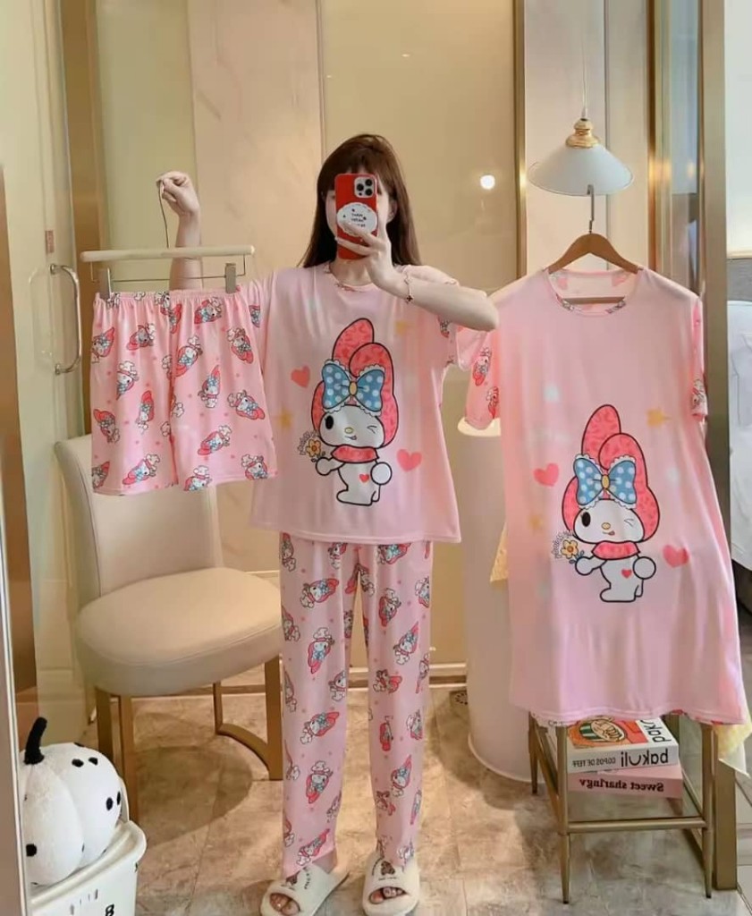 Conjunto Kuromi rosado 4 piezas