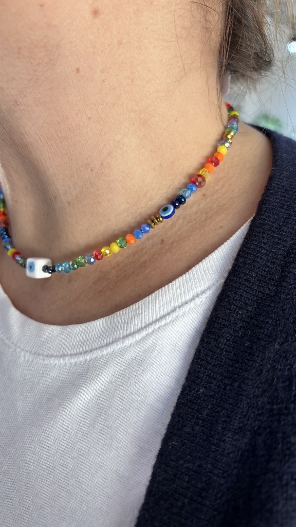 Collar multicolor ojo turco cerámica