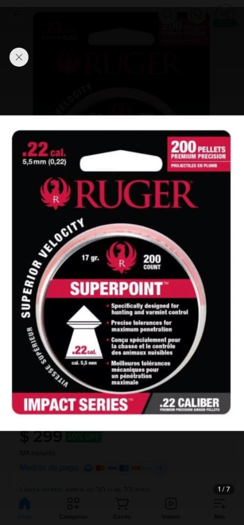 Ruger Superpoint .22 cal diabolos