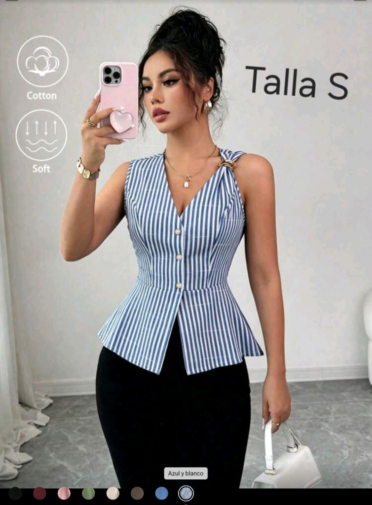 Blusa rayas con accesorio en el hombro