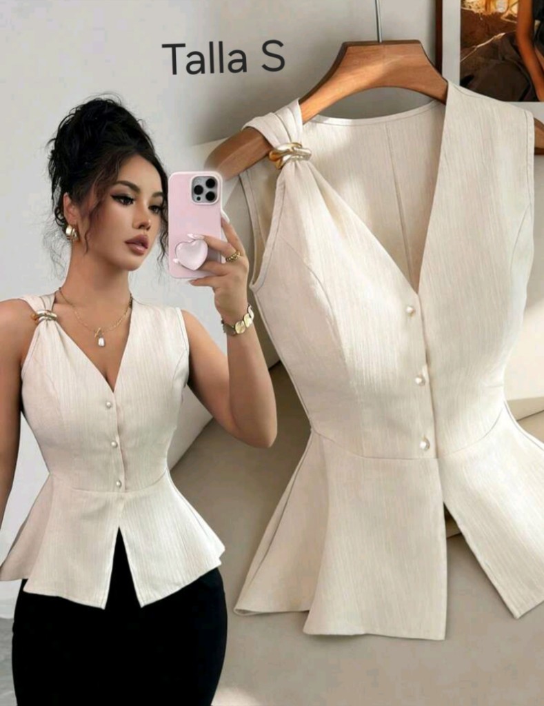Elenzga Nueva blusa sin mangas con cuello en V