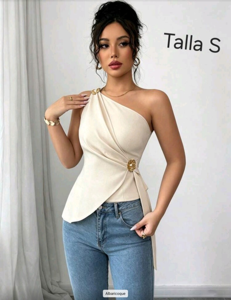Elenzga Blusa elegante de un solo hombro