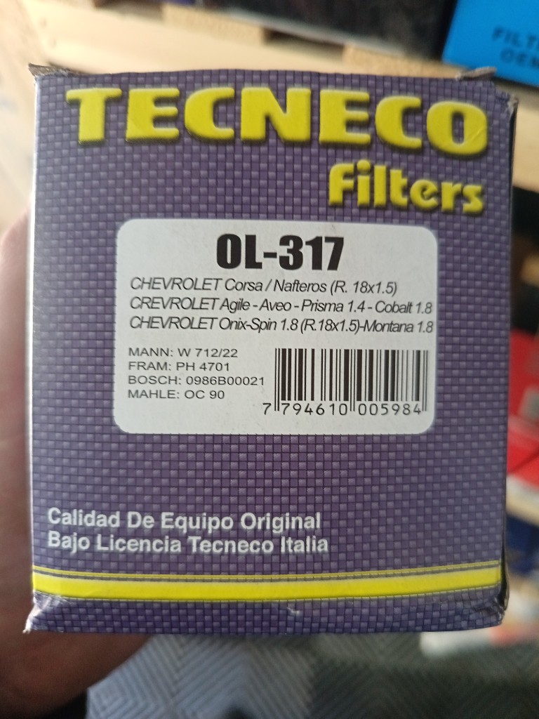 OL 317 chvrolet corsa / agile / aveo / prisma 1.4 / onix / spin 1.8 TECNECO