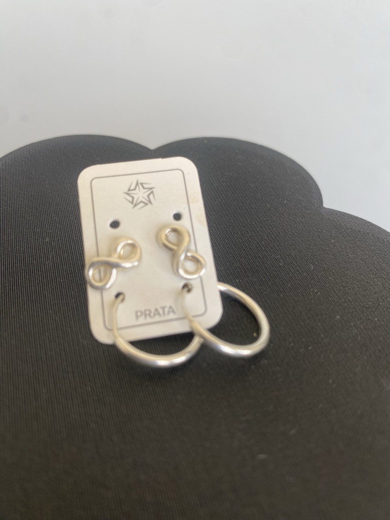Conjunto brinco infinito e argola prata