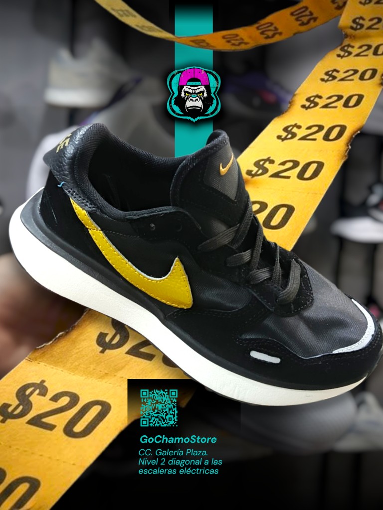NIKE WAFFLES NEGRO/DORADO